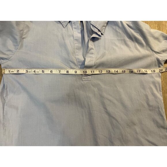 American Colors by Alex Lehr Blue V Neck Collared Long Sleeve Blouse Sz M - Picture 9 of 12